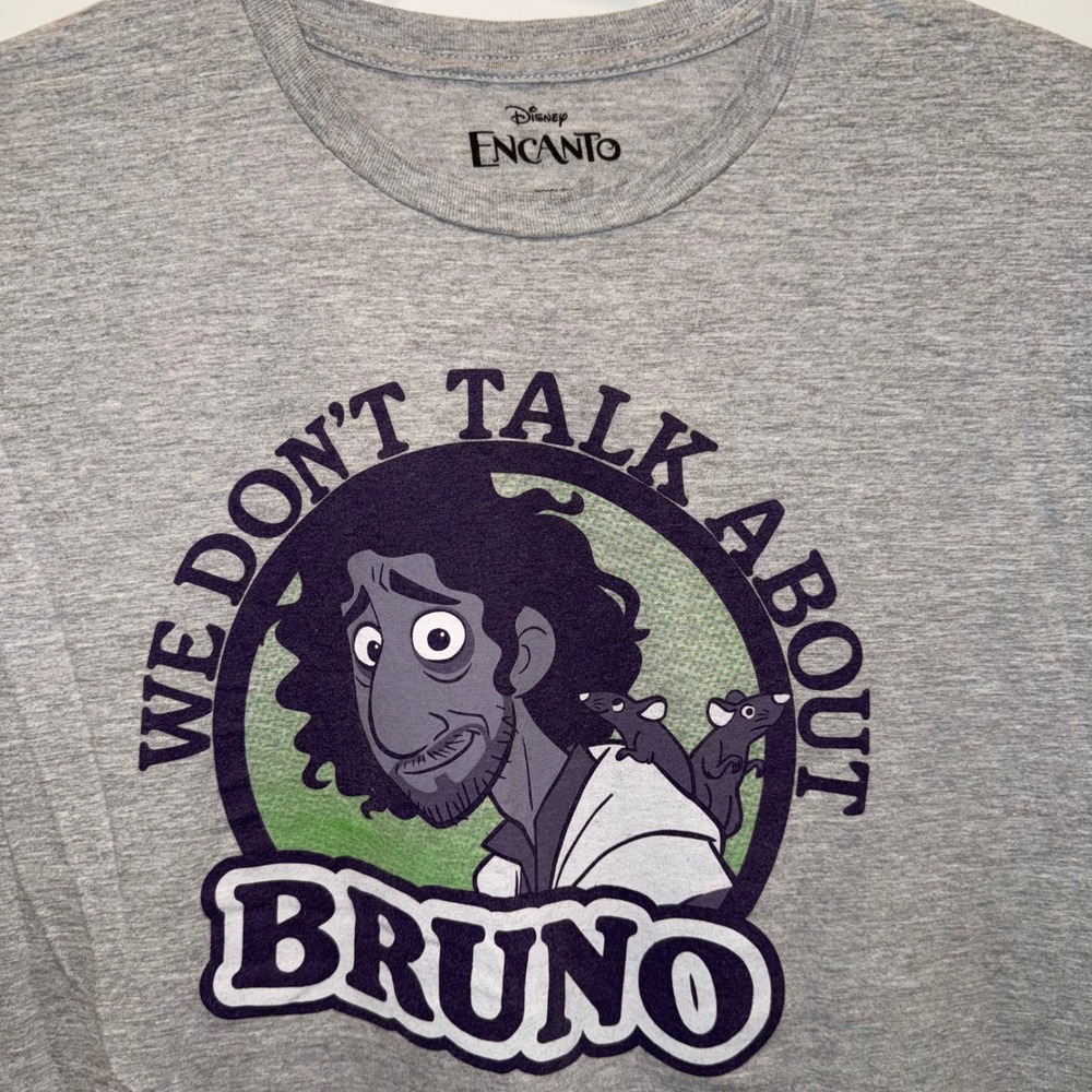 Disney Encanto We Dont Talk About Bruno Graphic Tee Heather Gray Mens Large